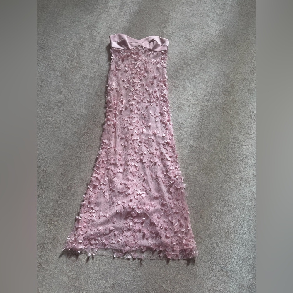 Manning Cartell Blush Pink Strapless Appliqué Gown - Picture 14 of 14